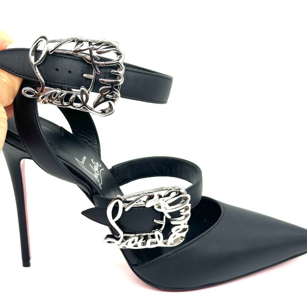 Christian Louboutin GIDDYLINA 100 Buckled Leather Sandals Heels Pumps - Picture 10 of 16